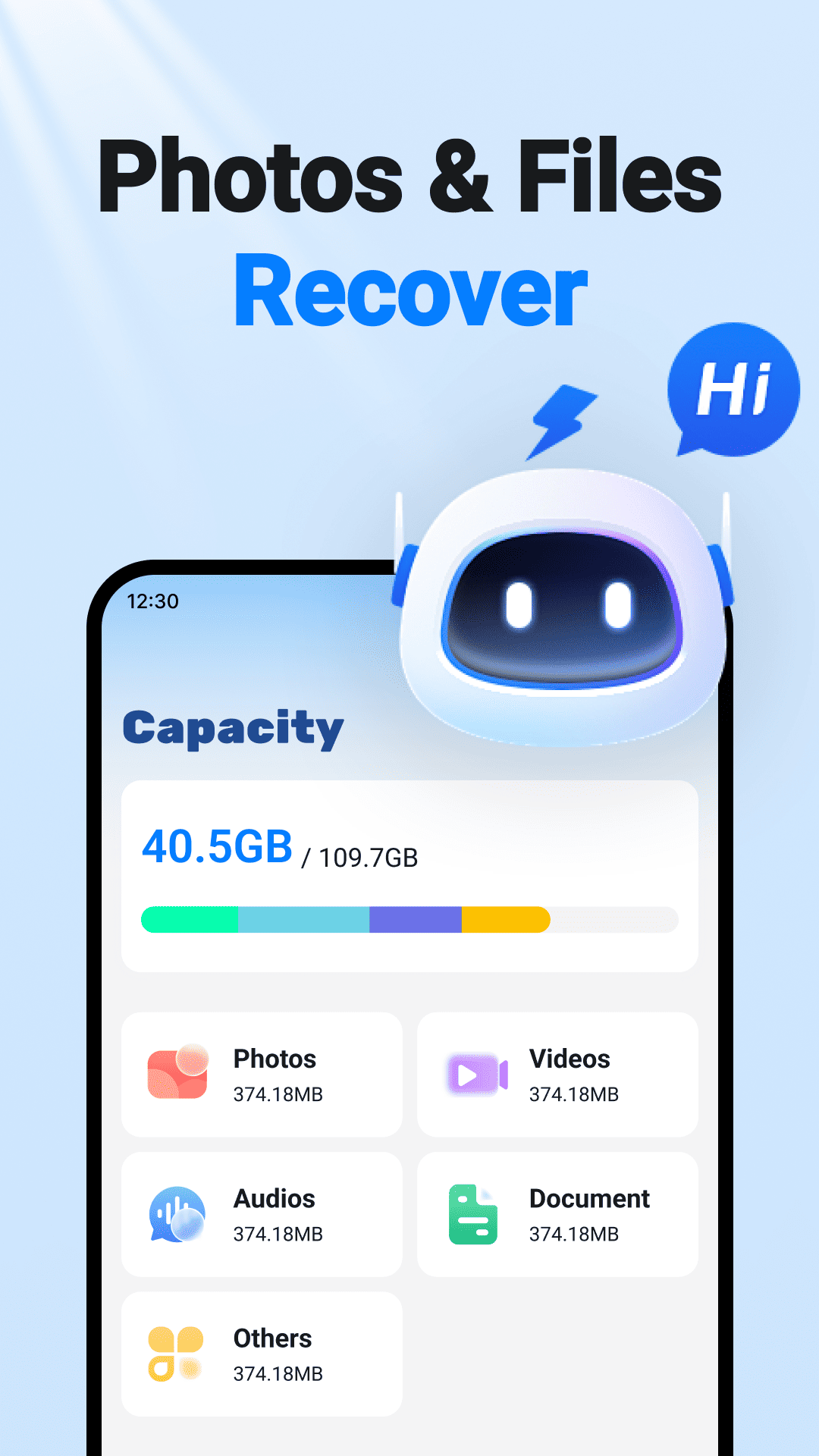 AI Recovery storage capacity analysis interface